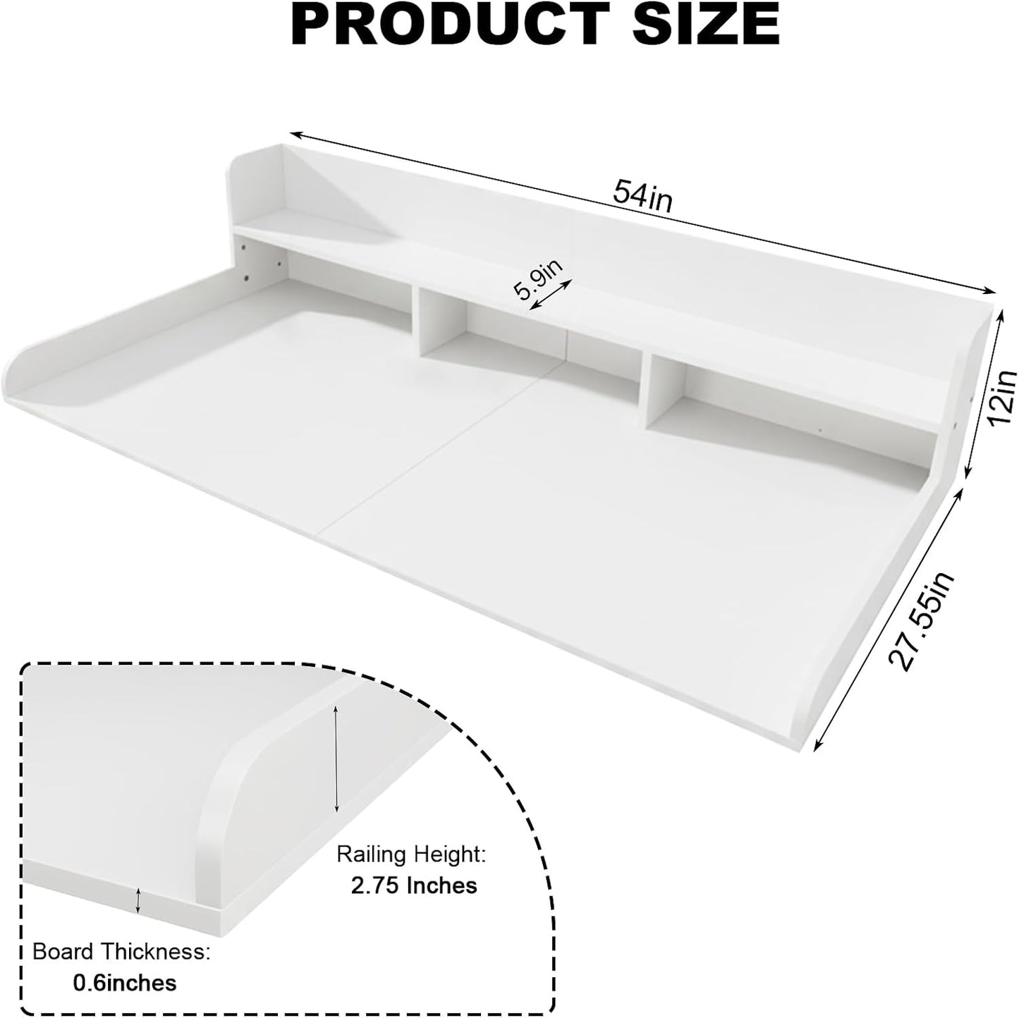 Washer Dryer Countertop with Shelf, 2-Tier Laundry Countertop Over Washer and Dryer, 54" x 27.55" Wooden Table for Folding Clothes for Laundry Room Organization and Storage (Black)