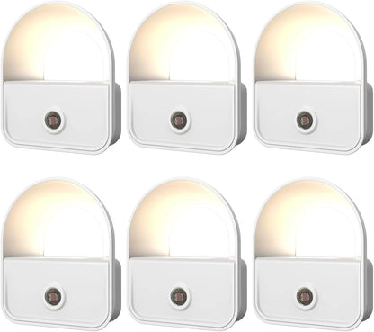 6 Pack Night Light Plug in, White LED Nightlights with Smart Dusk to Dawn Sensor, Plug into Wall Nightlights Suitable for Bedroom, Bathroom, Hallway, Kitchen, Stairs, Kids, Adults