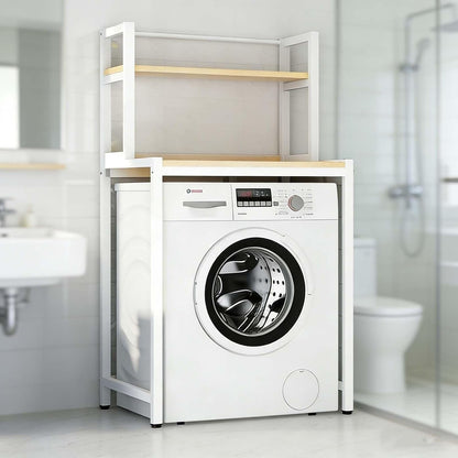 Over Washer Storage Organizer Shelf, Practical Laundry and Bathroom Storage Solution(White,Two Layers)