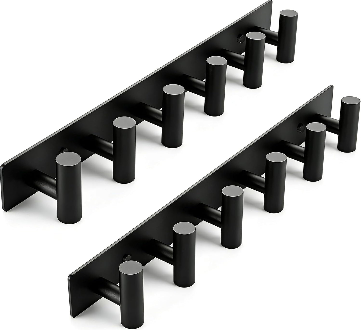Matte Black Coat Rack Wall Mount - 6 Hooks, Heavy Duty Stainless Steel Wall Hooks for Towels, Coats, Robes, Bags, Hats, Keys, Wall Coat Hanger for Bathroom, Entryway, Kitchen, Hotel, Bedroom, Office