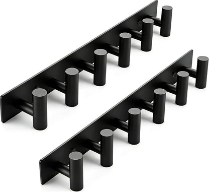 Matte Black Coat Rack Wall Mount - 6 Hooks, Heavy Duty Stainless Steel Wall Hooks for Towels, Coats, Robes, Bags, Hats, Keys, Wall Coat Hanger for Bathroom, Entryway, Kitchen, Hotel, Bedroom, Office