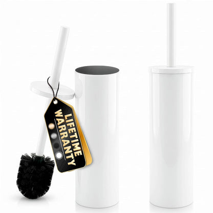 Black Toilet Brush and Holder Set - Slim Matte Design that Fits Anywhere - Stainless Steel Toilet Bowl Brush and Holder with 2 Rounded Corners, Replaceable Head, Removable Inner Bowl & Splash Guard