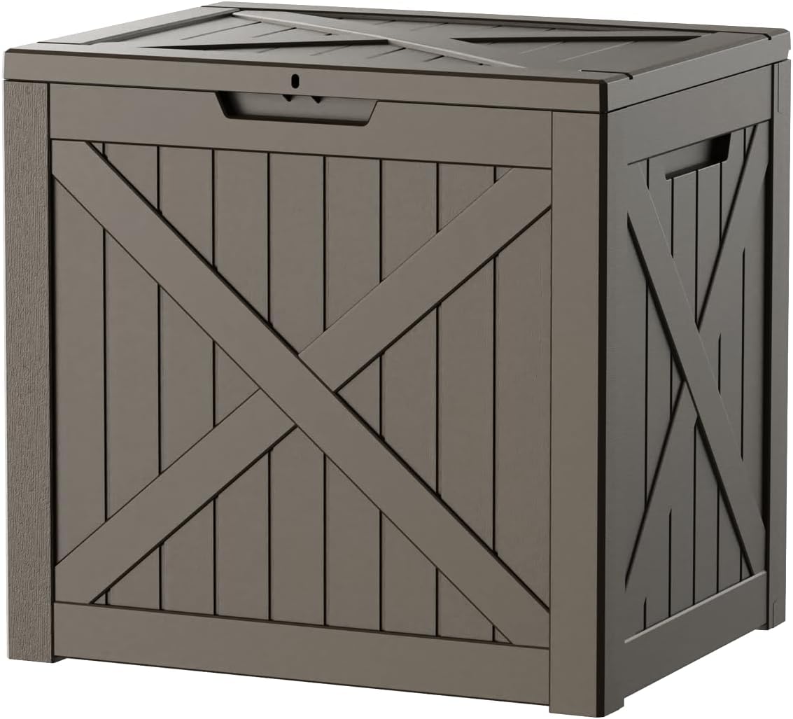 EasyUp 50 Gallon Outdoor Storage Box Waterproof Lockable Deck Boxes | UV Resistant Resin, for Garden Tools Cushions Patio Equipment, 300 lbs Capacity, Portable Design, Easy 16-Min Assembly