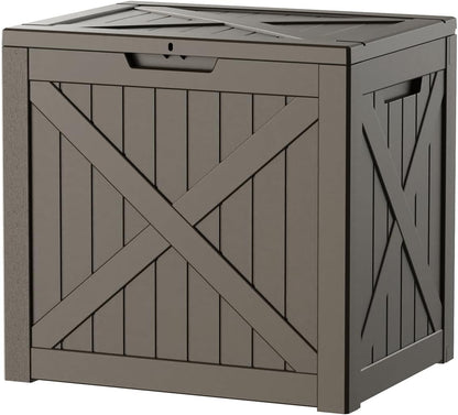 EasyUp 50 Gallon Outdoor Storage Box Waterproof Lockable Deck Boxes | UV Resistant Resin, for Garden Tools Cushions Patio Equipment, 300 lbs Capacity, Portable Design, Easy 16-Min Assembly