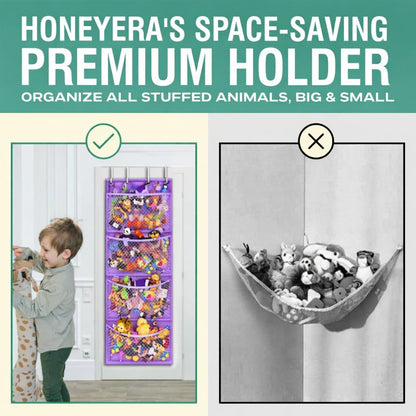Honeyera The Original Stuffed Animal Storage (Patented) - Over Door Organizer for Stuffies, Baby Ideas Holder, Toy Plush Hammock Hanging Net Big Girls Toddler Large Bag Animals Stuffy Behind