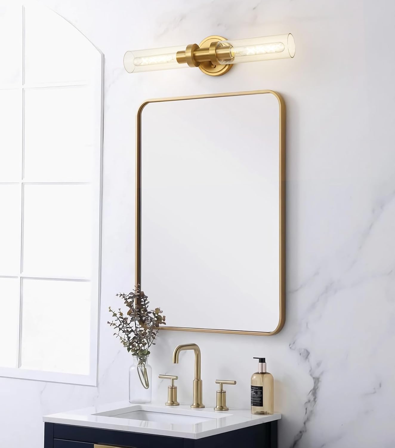 SANTOSTOCK Gold Battery Operated Wall Sconce Set of 2, 12000mAh Rechargeable Wall Lights with Remote Control, Wireless Dimmable Wall Lamps for Bedroom Living Room Bathroom Hallway Stairwell