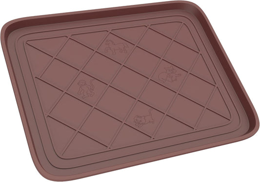 All Weather Boot Tray - Small Water Resistant Plastic Utility Shoe Mat for Indoor and Outdoor Use in All Seasons by Stalwart (Brown)