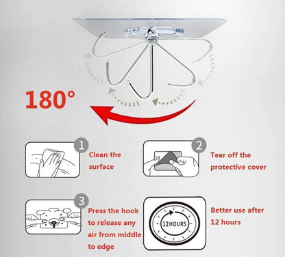 20 Pack Transparent Adhesive Hooks 33 lb(Max) 15KG Waterproof and Oilproof Reusable Seamless Hooks Heavy Duty Wall Hook for Kitchen Bathroom Office