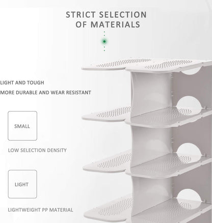 6-Tier Narrow Shoe Rack for Small Entryways, Space-Saving Adjustable Stackable Shelves, Free Standing Shoe Organizer for Closet, Corner, Doorway, Grey