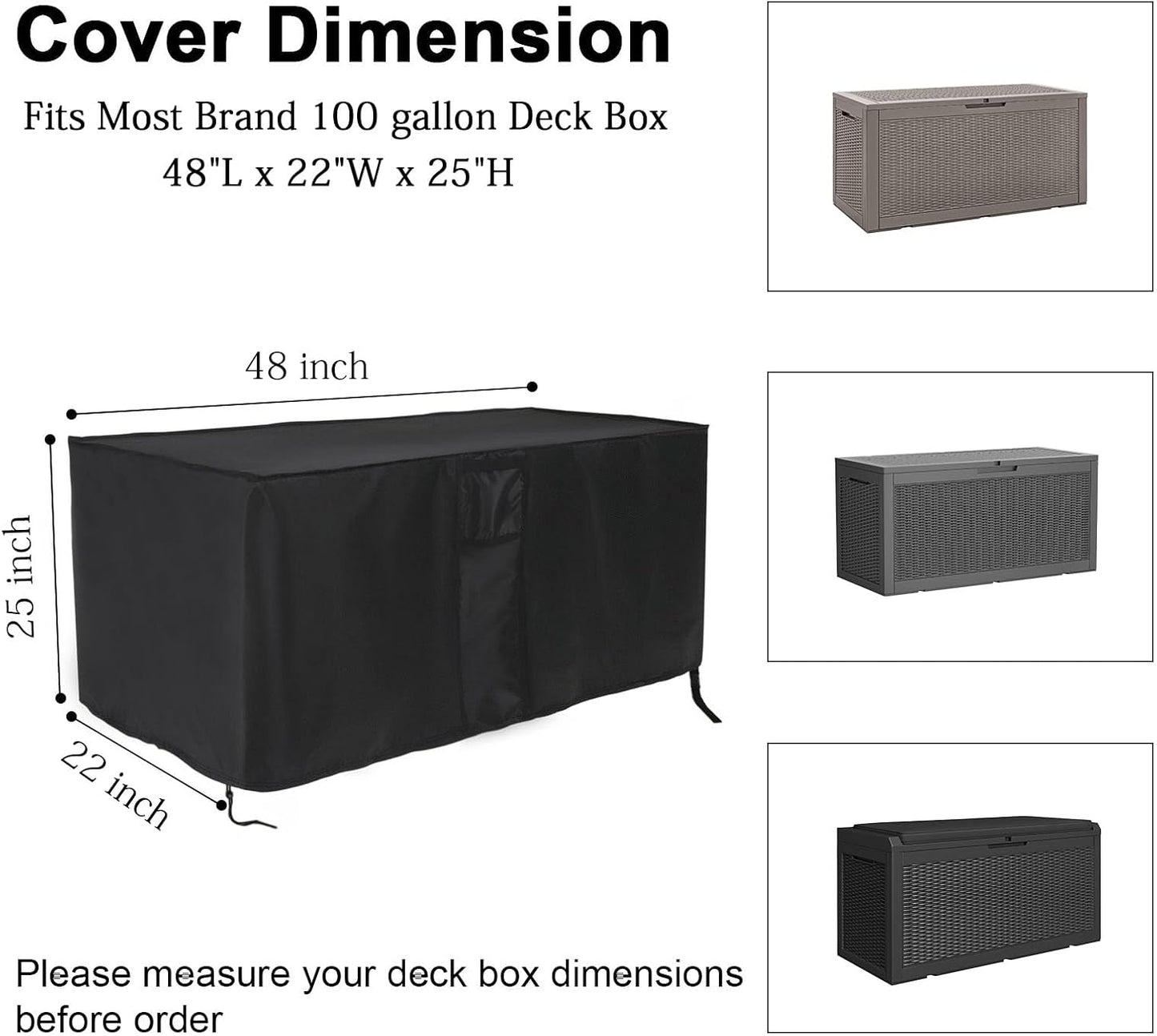 Outdoor Storage Box Cover for Keter XXL 230 Gallon Plastic Deck Storage Container Box,Waterproof Patio Storage Box Covers - 58 x 33 x 34 Inch