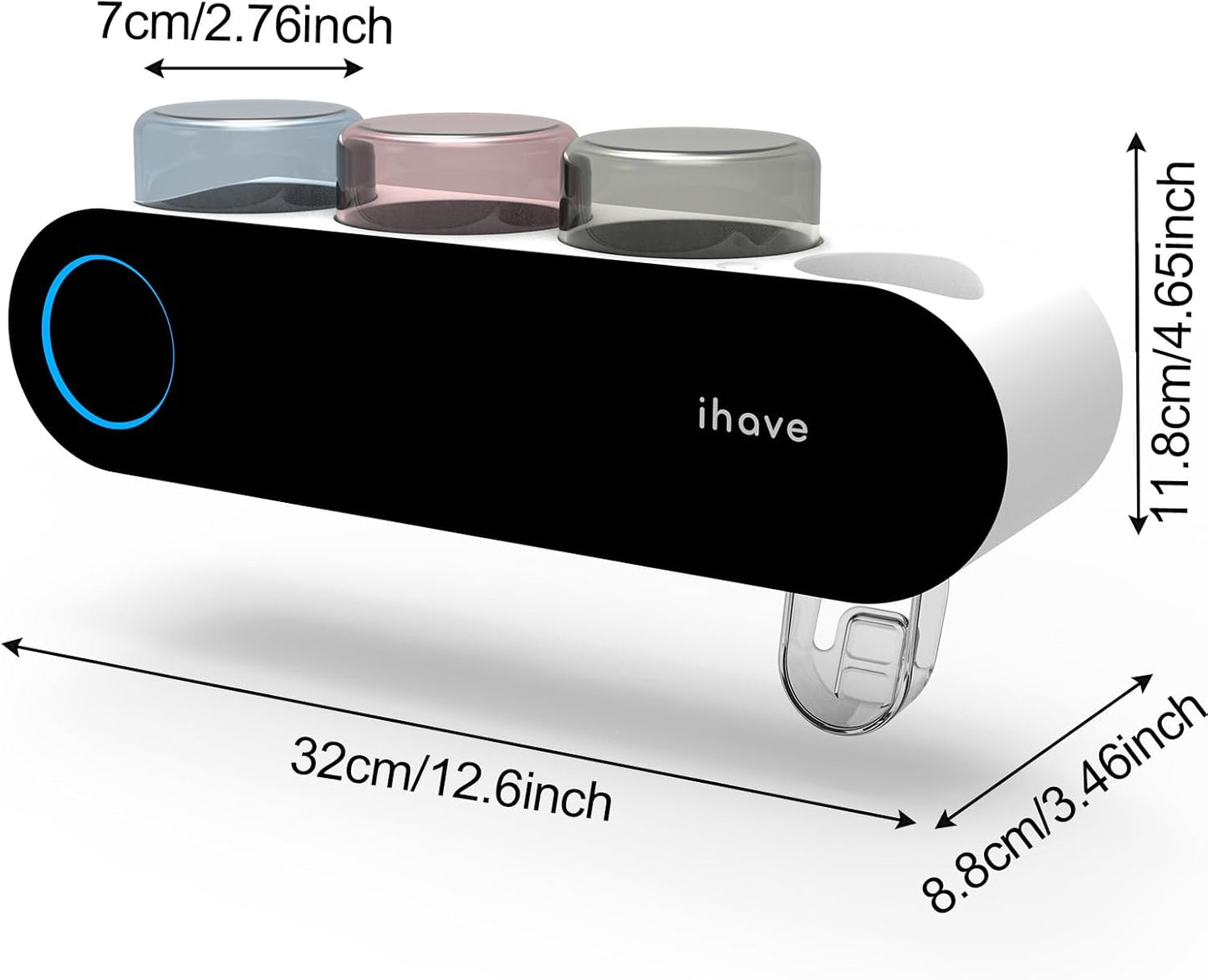 iHave Toothbrush Holders for Bathrooms, UV Toothbrush Sanitizer and Holder Smart Home Bathroom Accessories, 2 Cups Electric Toothbrush Holder Wall Mounted with Toothpaste Dispenser Bathroom Decor