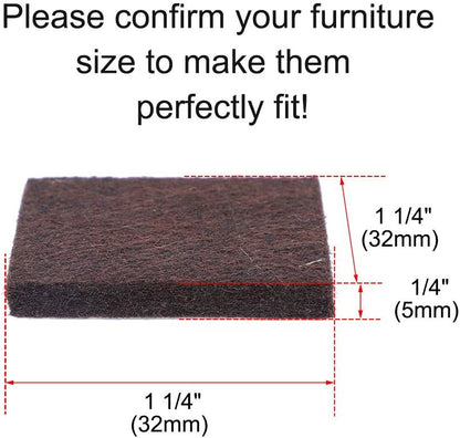 uxcell 32pcs Furniture Pads Square 1 1/4" Self-stick Anti-scratch Felt Pads Reduce Noise for Chair Feet Floor Protector Brown