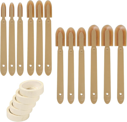 17PCS Rubber Caulking Spatulas Tool Set – 4 Size Silicone Sealant Finishing & Rubber Caulk Grout Spreader Applicator Kit with ABS Handle for Windown Kitchen Bathroom Floors Tiles Walls Brick Skirting