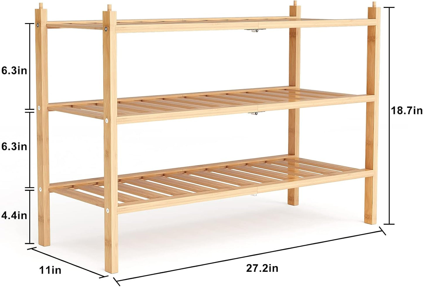 Dranixly Shoe Rack, 2-Tier Bamboo Stackable Shelf Storage Organizer, Stand for Closet, Entryway, Hallway, Bathroom and Living Room（Natural）