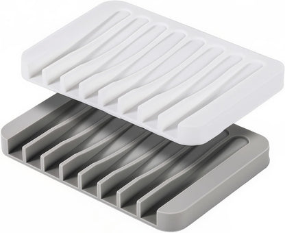 2Pcs Self Draining Soap Dishes, Soap Dish for Bathroom Sink, Premium Silicone Soap Holder, Bathroom, Kitchen, Sponges, Keep Soaps Bars Dry Clean, Extend Life Easy Clean Non - Slip Design