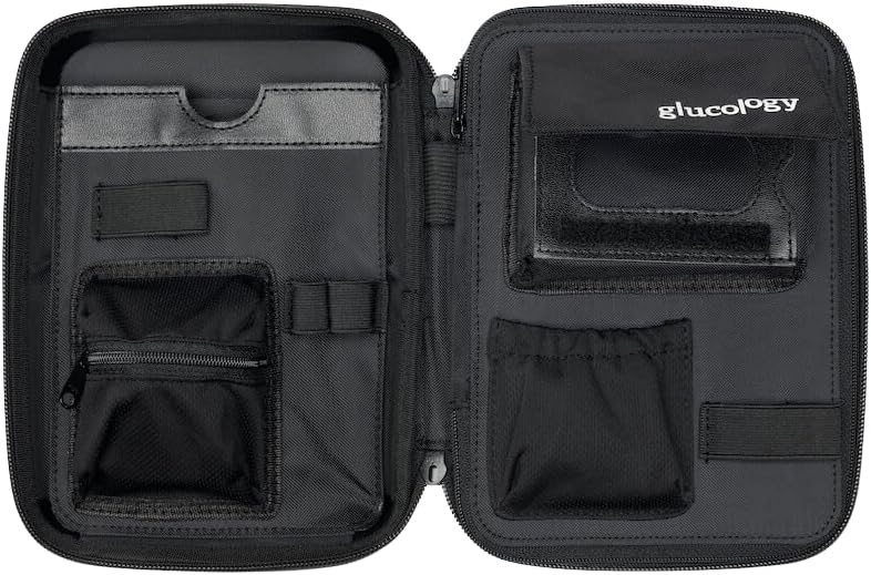 Glucology Large Diabetes Travel Case Hard Shell, Organizer for Glucose Monitor, Insulin Pen, BGL Strips, Syringe, Needles & Diabetic Supplies, Premium & Durable with Extra Compartment, Black
