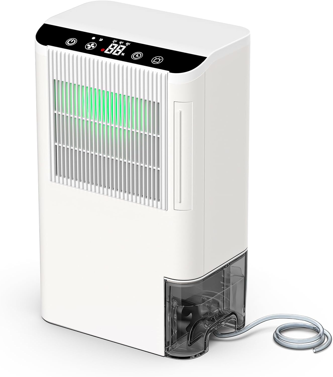Dehumidifiers for Home, 2000 Sq.Ft Small Dehumidifier with 3.3ft Drain Hose, 2.5L Tank, Timer Sleep Mode, Portable Dehumidifier for Basement, Bedroom, Bathroom (Milk White)