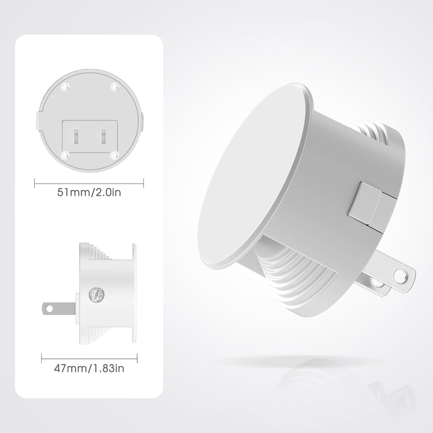 Briignite Night Lights Plug into Wall [2 Pack], White Night Light Dusk to Dawn Sensor Nightlight, Brightness Adjustable 3000K Soft White, Plug in Night Light for Bedroom, Hallway, Stairs, Kitchen