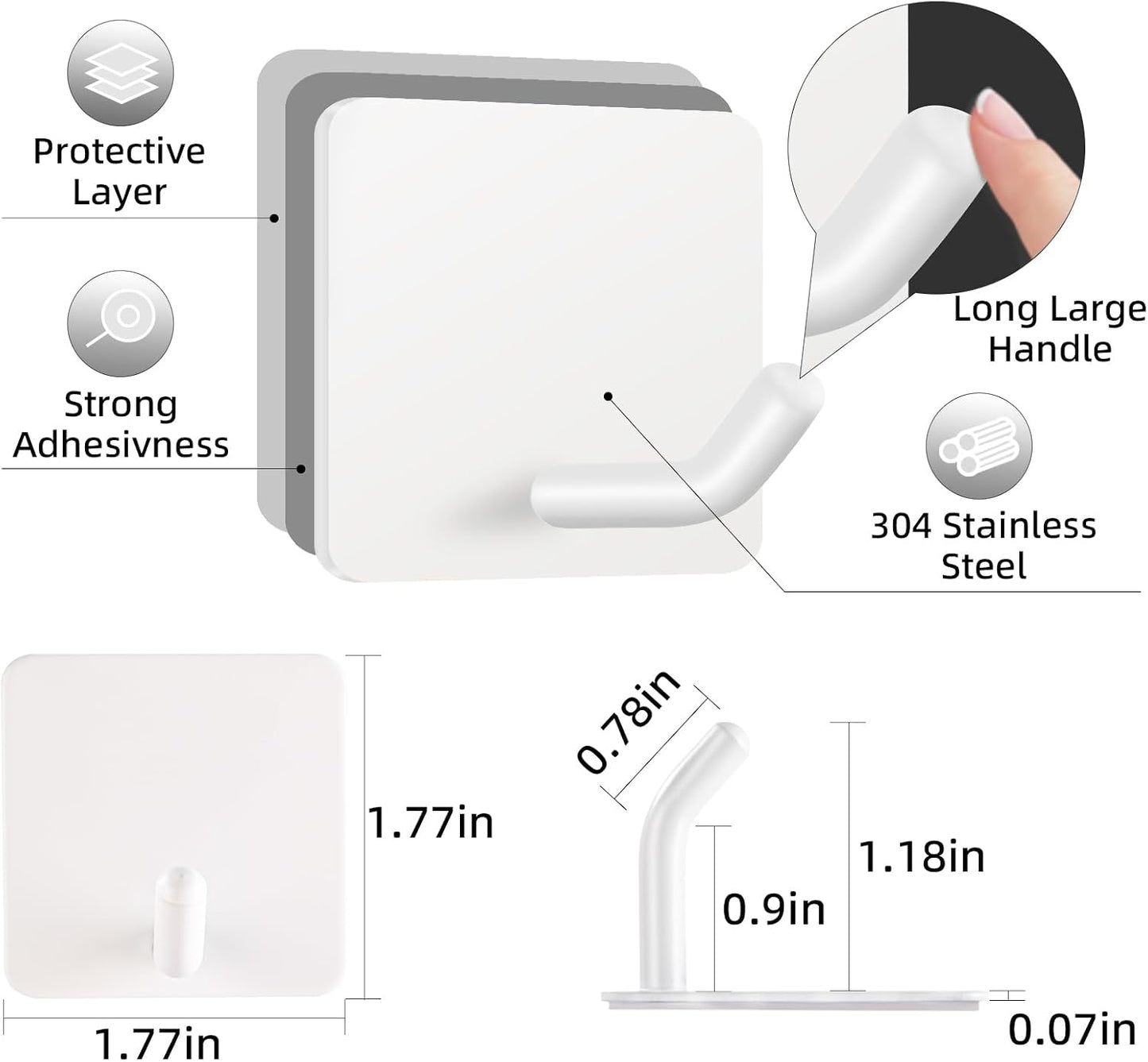 FOTYRIG Heavy Duty Adhesive Towel Hooks Stick on Towel Hanger Wall Holder Waterproof Stainless Steel Sticky Hooks for Hanging Bathroom Kitchen Home-4 Packs