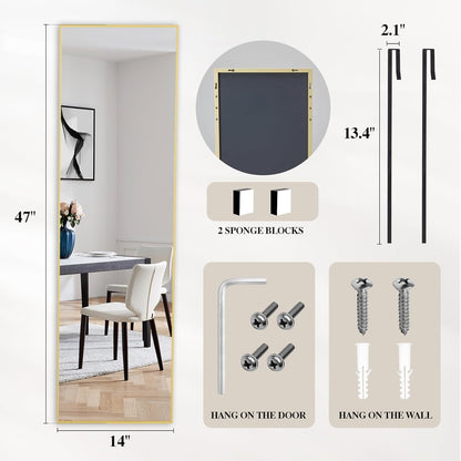 Mirror Full Length, 71 x 26 Inches Floor Mirror with Stand, XX-Large Arch Gold Mirrors for Bedroom, Dressing Room, Home Decor, Gold