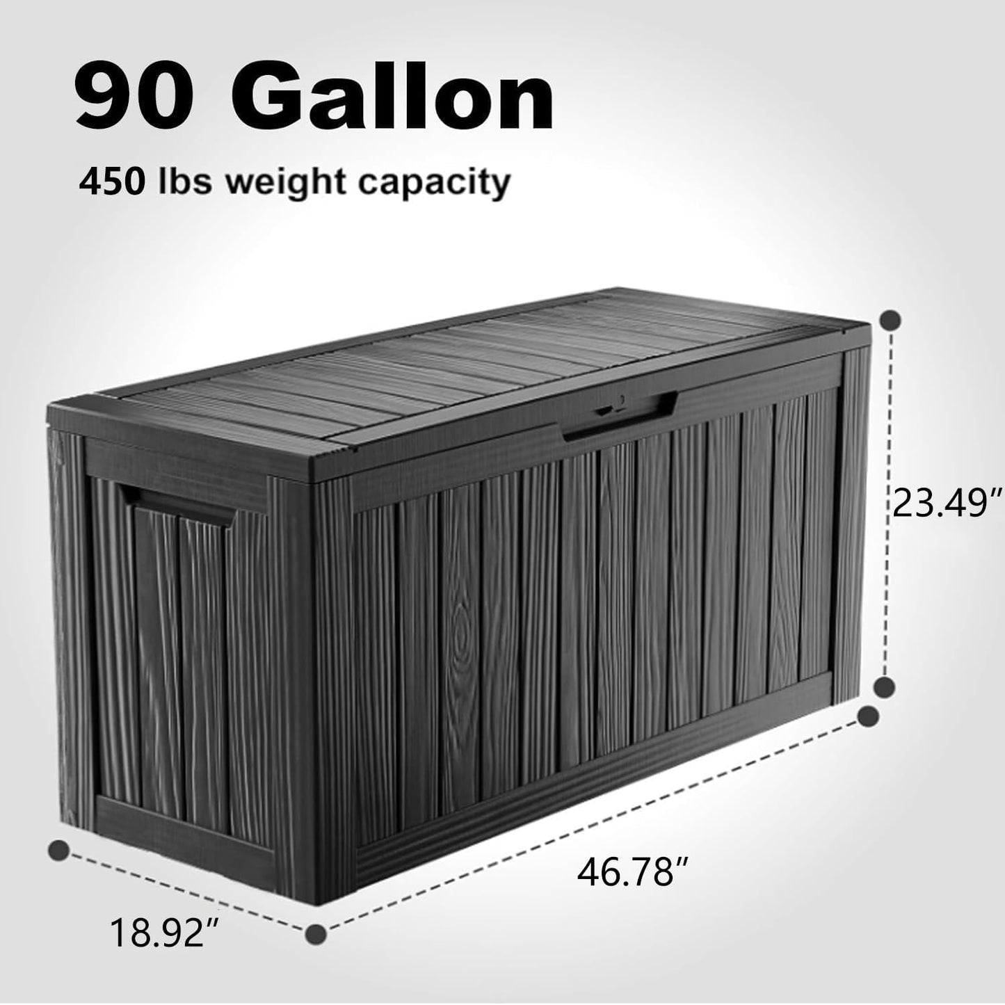 320 Gallon Waterproof Outdoor Storage Box, UV Resistant Resin Deck Box with Hydraulic Rod for Reinforced Stability, Perfect for Patio, Garden, and Pool（Black，320 Gallon）
