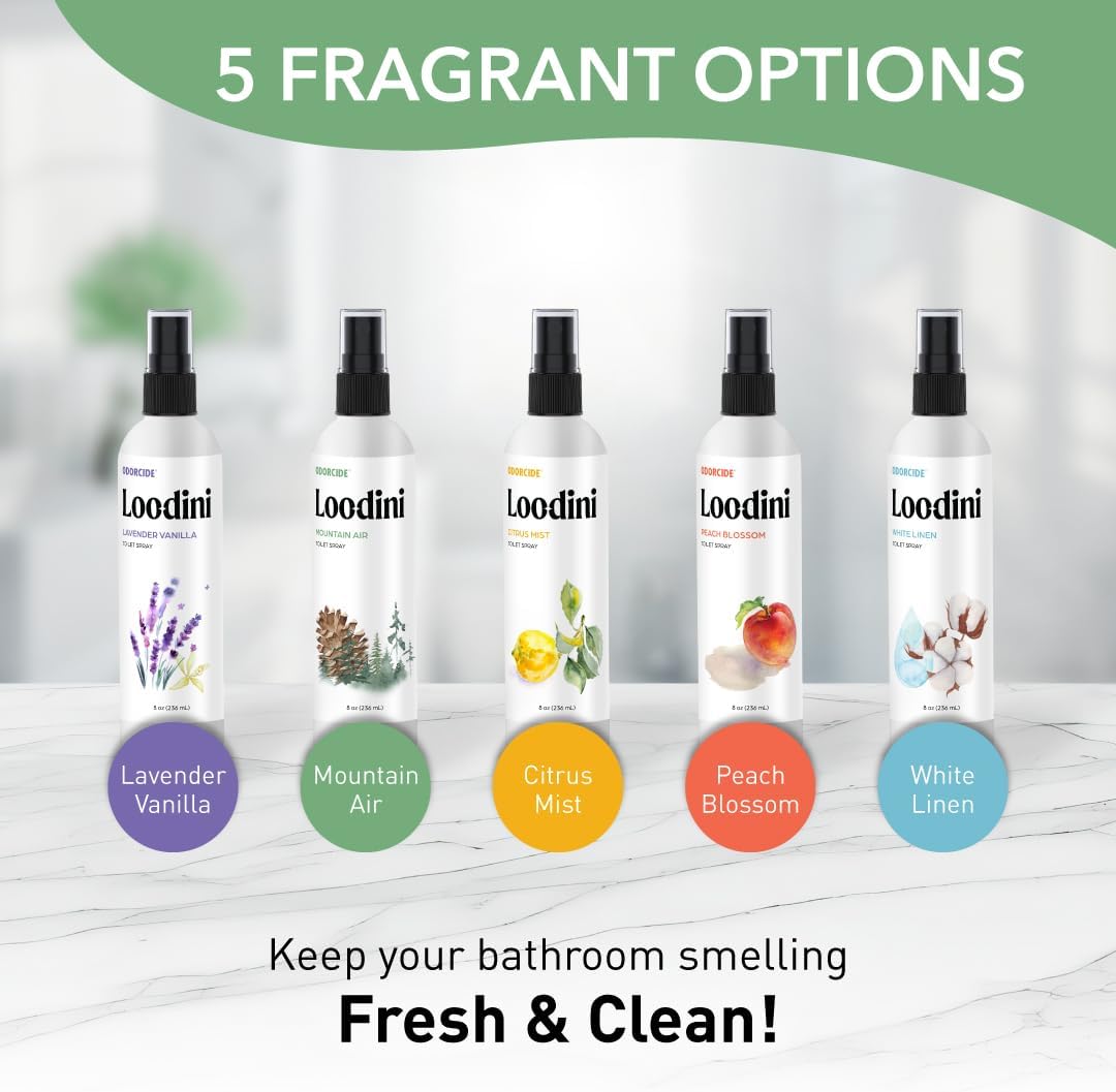 Odorcide Loo-Dini Lavender Vanilla 8oz Toilet Spray & Bathroom Spray – Use This Bathroom Spray Odor Eliminator Before You Go – Poop Spray For Toilet and Bathroom Air Freshener & Bathroom Deodorizer