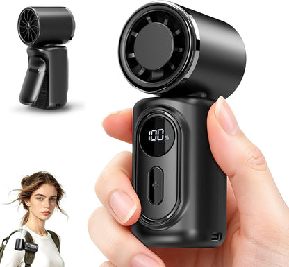 Portable Clip-On Mini Fan 180° Rotating 3000mAh 5-speed | Handheld Mini Fan with LED Display, 14500 RPM Rechargeable Stroller Fan for Travel, Camping, Game day & Office