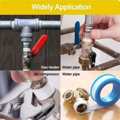 PTFE Thread Seal Tape, High-Density Plumber Tape for Leaky Pipes, Sealing Strip for Water Gas Lines, 5 Rolls(Blue 15 Meters)