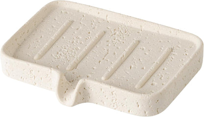 Soap Dish, Bar Soap Holder, Travertine Stone Look, Off White | Self Draining,Sponge Holders Tray for Shower,for Dispenser,Scrubber,Bottle,Cup on Bathroom Kitchen Bathtub Sink or Counter