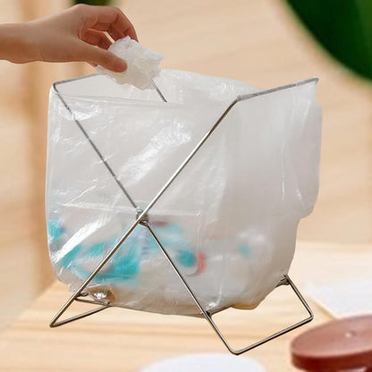 Trash Bag Holder Garbage Bag Rack Versatile Multifunctional Support Stand Folding for Countertop Indoor Outdoor BBQ Kitchen