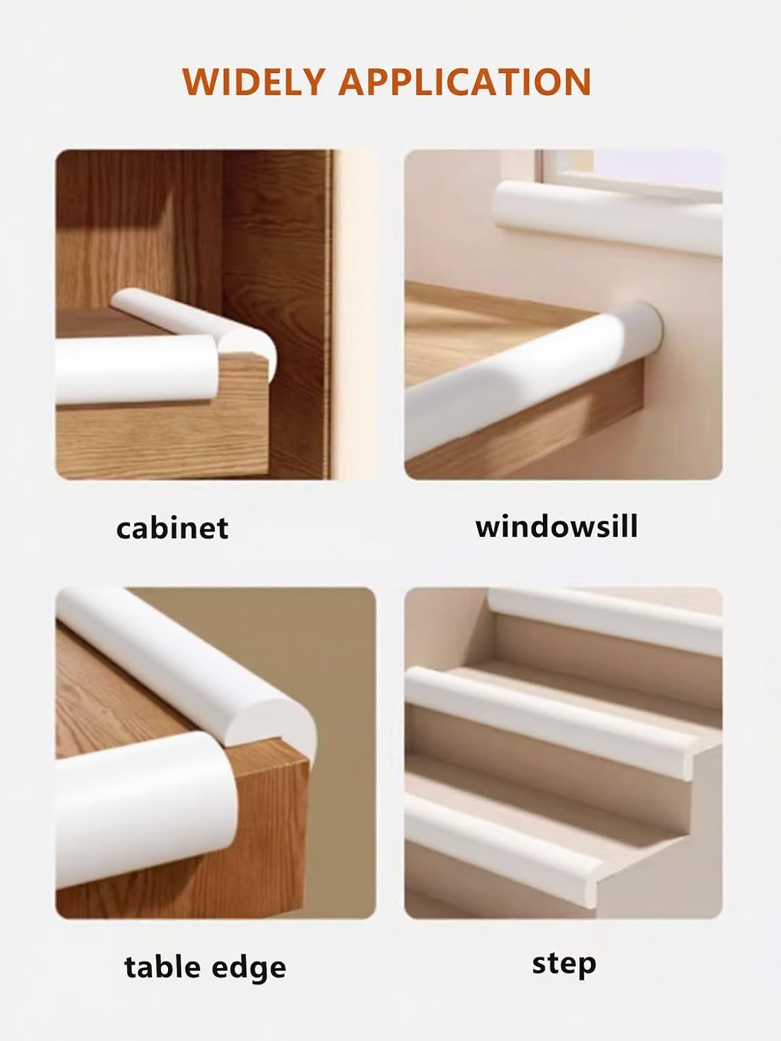 16.4FT L-Shape Baby Corner Protector Guards, Pre-Taped, 0.47''Thick | Edge Safety Bumpers for Furniture & Sharp Table Corners, with 10 Corners, Waterproof Soft Foam Adhesive Guard Cushion, White