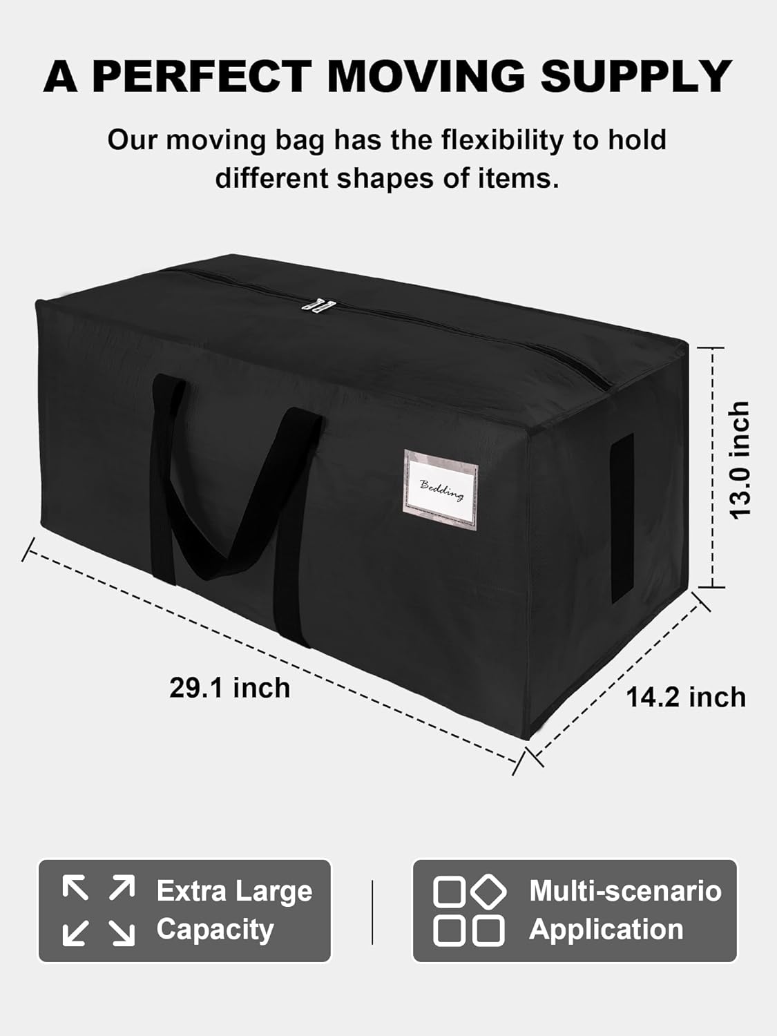 HOMESURE Supports 200lbs Heavy Duty Moving Bags - Strong Zipper & Wrap-Around Handles - Water-Resistant Storage Totes, Durable Alternative to Moving Boxes - 8 Pack - Semi-Transparent