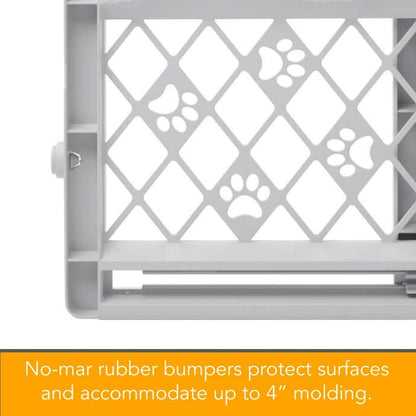MYPET Paws Portable Pet Gate: 26-40" Wide Expandable, Pressure Mounted No Tools Needed, Durable Dog Gate for Doorways, Made in USA, 23" Tall, Fieldstone Gray