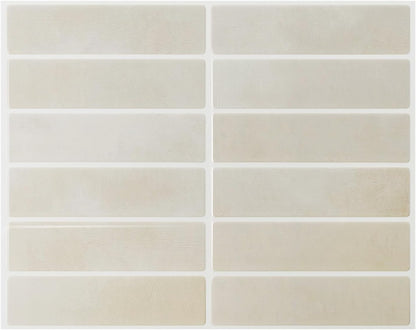 Peel and Stick Backsplash Tile for Kitchen, 10 Sheets, 11.42''x9'' | Beige Gray 3D Self Adhesive Wall Tile Back Splash for Kitchen, Bathroom, Laundry Room
