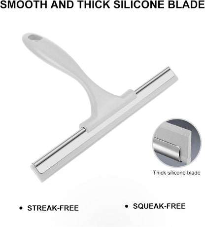 SetSail Squeegee for Shower Glass Door Stainless Steel Shower Squeegee for Glass Doors All-Purpose Window Squeegee for Tile Shower Walls, Sink, Mirror, Bathroom, Car Window Cleaning 10 Inches