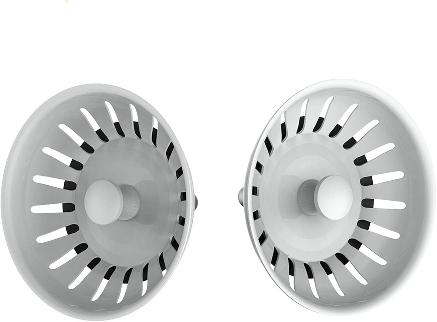 KANARY Kitchen Sink Basket Strainer Replacement for Standard Drains (3-1/2 Inch) Stainless Steel Body with Rubber Stopper (Pack of 2, Stianless Steel)