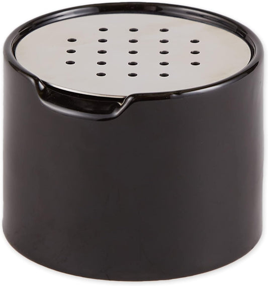 RSVP Reusable Ceramic Fruit Fly Trap for Indoors – Kitchen Fly Catcher Jar with Stainless Steel Vent Lid, Eco-Friendly & Dishwasher Safe Design, Uses Natural Vinegar Bait (Black)