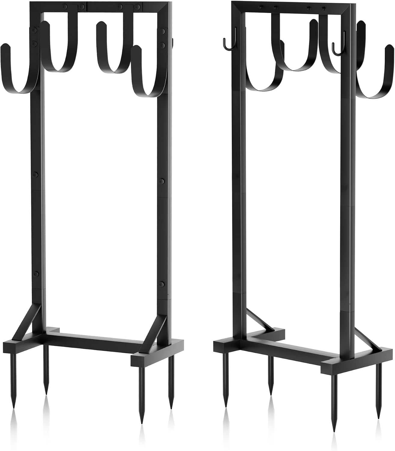 Garden Hose Holder with Stable Base and Tool Hooks, GAVISCITY Heavy-Duty Metal Hose Hanger Garden Hose Storage Holds 151Ft Hose, Rustproof Freestanding Water Hose Holder for Outside, Yard, Lawn, Black