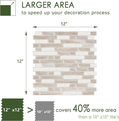 STICKGOO Peel and Stick Backsplash - 10 Sheets of 12”×12” - 3D Self Adhesive Peel and Stick Tile Backsplash for Kitchen & Bathroom