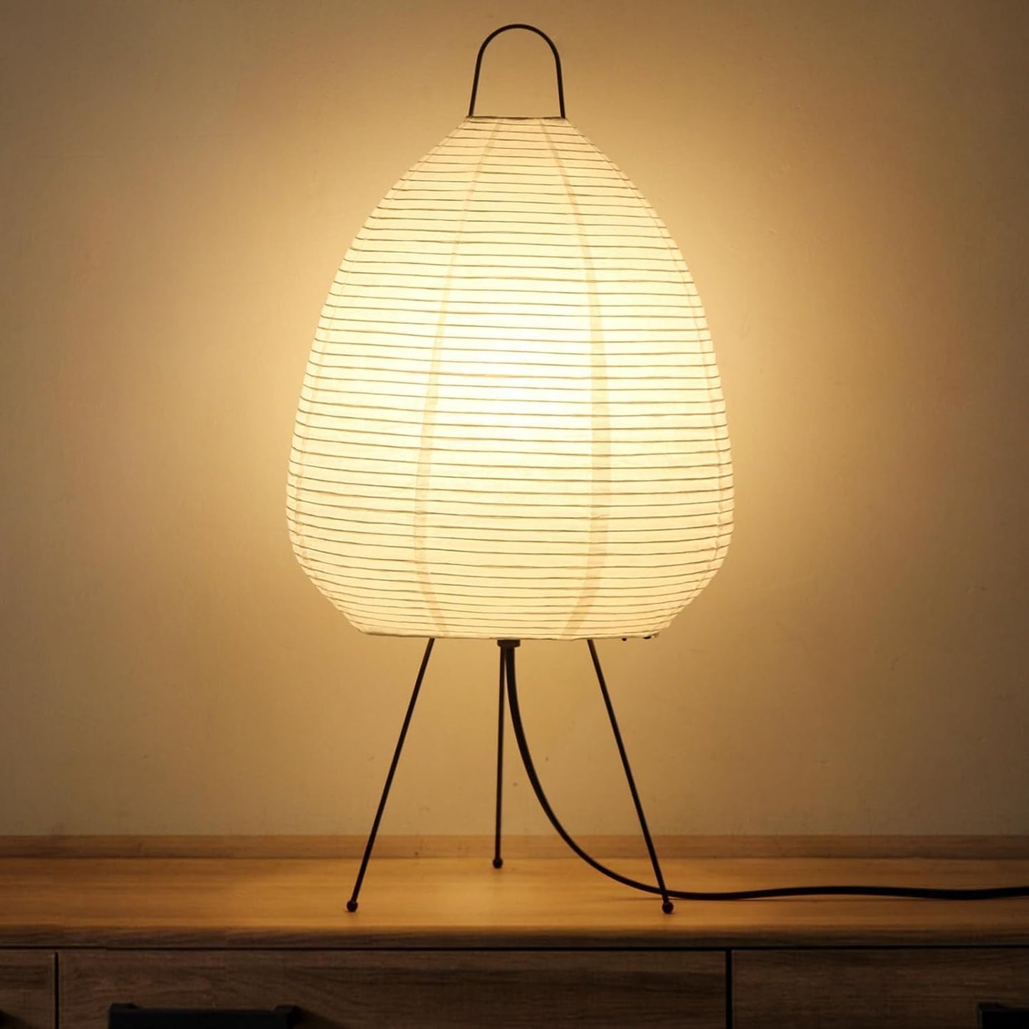Dimmable Japanese Rice Paper Lantern Lamp,able Paper Lamp, Paper Floor Lamp Style Design for Bedroom/Living Room/Office Soft Light, Warm Light Paper Table Lamp, Ideal for Bedside Table Lamp and Floor