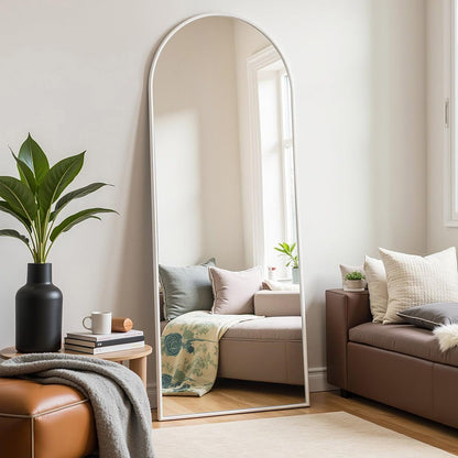 Prywot Arched Full Length Mirror, 70"x26" Free Standing Floor Mirror, Modern Full Body Mirrors with Stand, Wall Mirrors with Aluminum Alloy Frame for Bedroom,Living Room, Gold