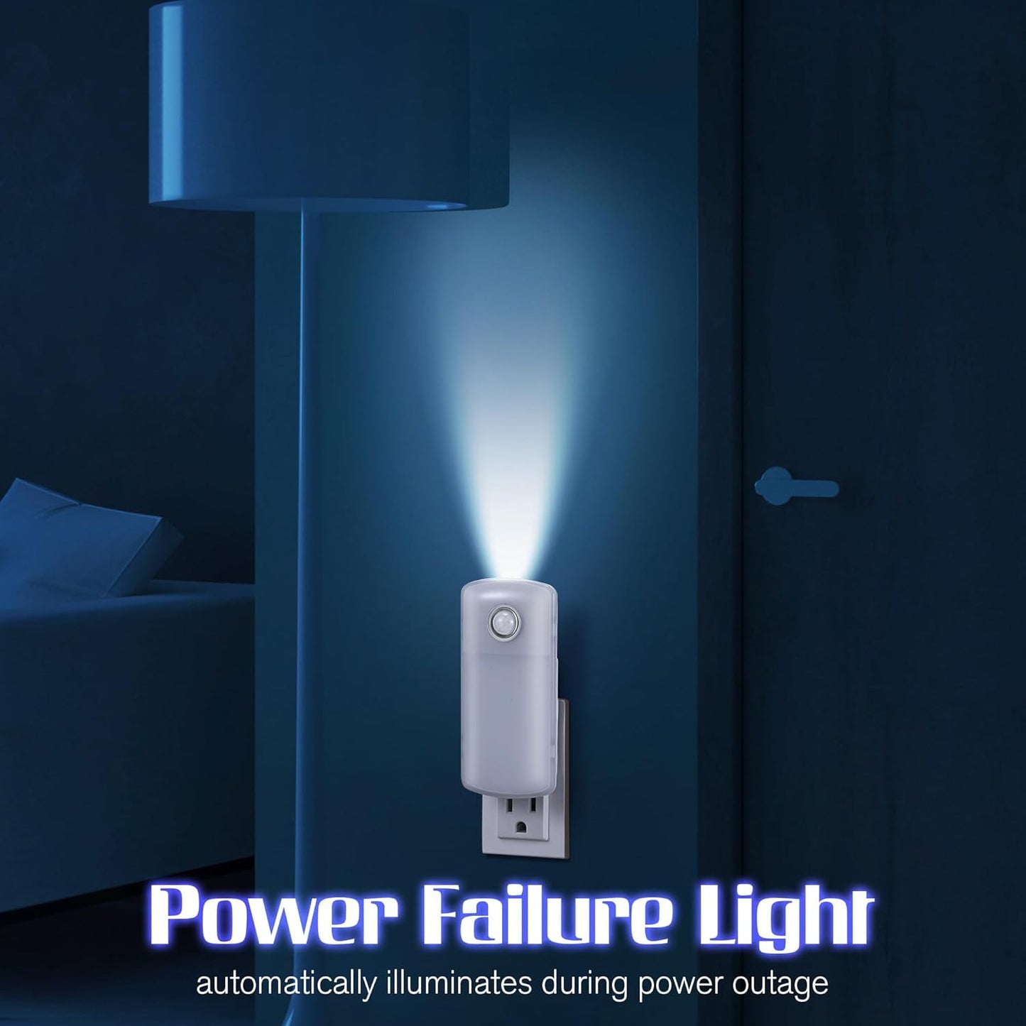 Enhon Emergency Power Failure Night Lights, 5-in-1 Multi Color LED Light, Rechargeable Flashlight with Foldable Plug, Automatic On Off Motion Sensor for Bedrooms, Hallways, Black Outs(3 Pack)