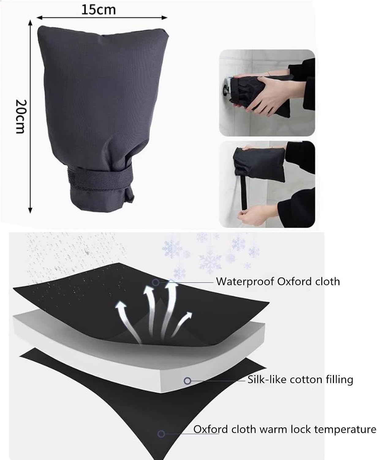 2Pack Outdoor Faucet Covers for Winter, 5.5" W x 7.9" H Outside Garden Faucet Socks for Winter Freeze Protection Pipe Insulation, Reusable Insulated Outdoor Faucet Covers,Black