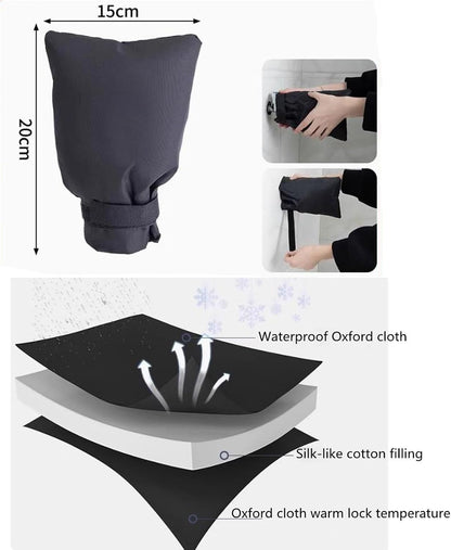 2Pack Outdoor Faucet Covers for Winter, 5.5" W x 7.9" H Outside Garden Faucet Socks for Winter Freeze Protection Pipe Insulation, Reusable Insulated Outdoor Faucet Covers,Black