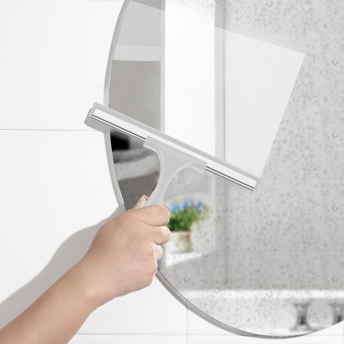 SetSail Squeegee for Shower Glass Door Stainless Steel Shower Squeegee for Glass Doors All-Purpose Window Squeegee for Tile Shower Walls, Sink, Mirror, Bathroom, Car Window Cleaning 10 Inches