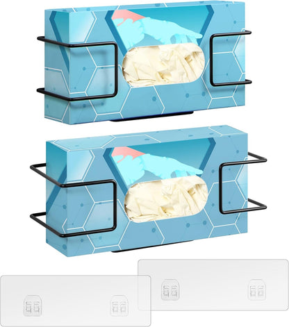 THYGIFTREE Glove Box Holder Wall Mount, Metal Dispenser Rack for Standard 100 Count Disposable Nitrile, Latex & Vinyl Glove Boxes, for Kitchen, Bathroom, Garage, White