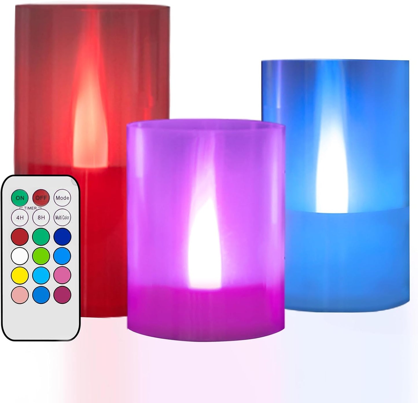 LANKER Flameless Candles with Remote Control and Timer, Battery Operated LED Pillar Candles, Romantic Light, Set of 3 (Warm White)