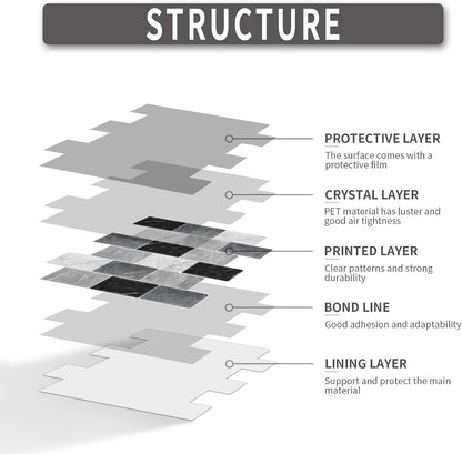 10 Sheets Peel and Stick Backsplash for Kitchen 12"X12" Renter Friendly Backsplash Back Splash Adhesive Subway Wall Tile Flat Vinyl Sticker for Bathroom Grey Marble (Not 3D Tile)
