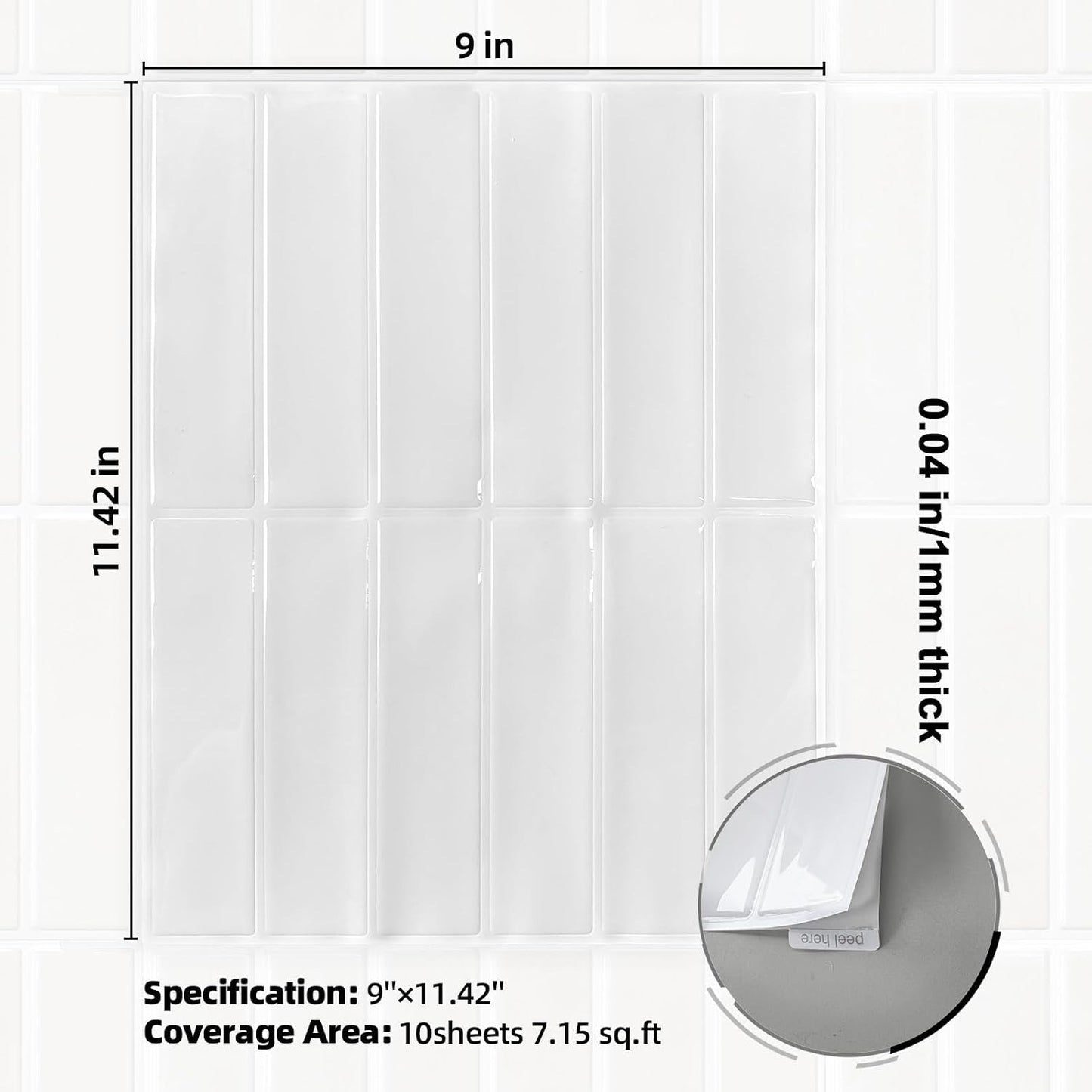 Peel and Stick Backsplash Tile for Kitchen, 10 Sheets, 11.42''x9'' | Beige Gray 3D Self Adhesive Wall Tile Back Splash for Kitchen, Bathroom, Laundry Room