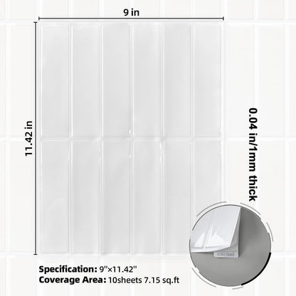 Peel and Stick Backsplash Tile for Kitchen, 10 Sheets, 11.42''x9'' | Beige Gray 3D Self Adhesive Wall Tile Back Splash for Kitchen, Bathroom, Laundry Room